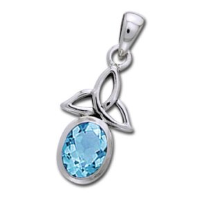 Vedhng med Triquetra - Treenighedssymbolet og Bl Topas - 24mm - u/kde