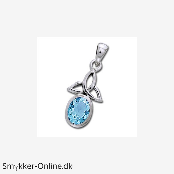 Vedhng med Triquetra - Treenighedssymbolet og Bl Topas - 24mm - u/kde