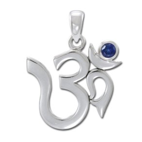 AUM vedhng med Safir - 26mm - u/kde