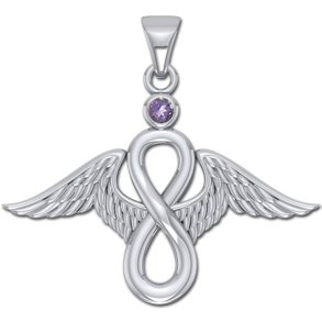 Englevinger - Uendelighedstegnet - vedhng med Ametyst - u/kde