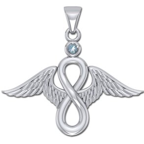 Englevinger - Uendelighedstegnet - vedhng med Bl Topas - u/kde