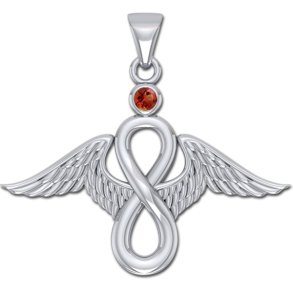 Englevinger - Uendelighedstegnet - vedhng med Rd Granat - u/kde