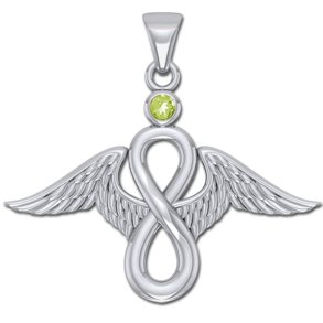 Englevinger - Uendelighedstegnet - vedhng med Peridot - u/kde