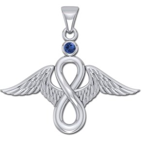 Englevinger - Uendelighedstegnet - vedhng med Safir - u/kde