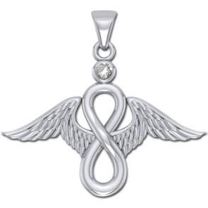 Englevinger - Uendelighedstegnet - vedhng med Bjergkrystal - u/kde