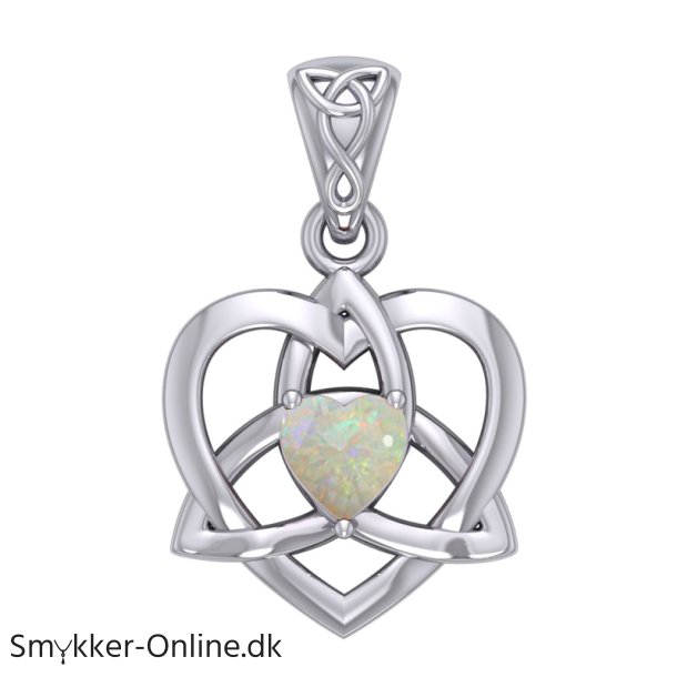 Vedhng Keltisk Hjerte / Treenighedssymbolet med Opal - 26mm - u/kde