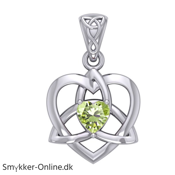 Vedhng Keltisk Hjerte / Treenighedssymbolet med Peridot - 26mm - u/kde
