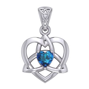 Vedhng Keltisk Hjerte / Treenighedssymbolet med Safir - 26mm - u/kde