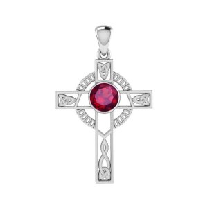 Keltisk kors med Rubin - 40mm - u/kde