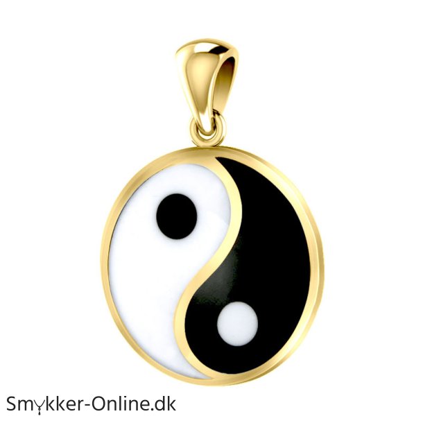 Yin Yang vedhng - 24mm - u/kde - Forgyldt - 14 karat guld
