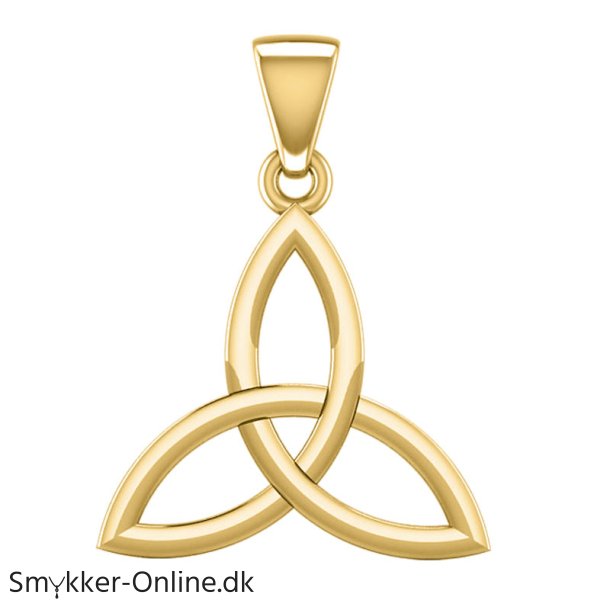 Vedhng med Triquetra - Treenighedssymbolet - 25mm - u/kde - Forgyldt - 14 karat guld