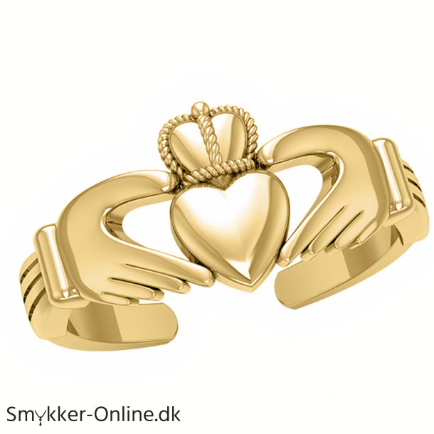 Tring med Claddagh symbolet - Forgyldt - 14 karat guld