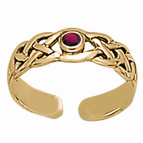 Tring med Rubin - Forgyldt -14 karat guld