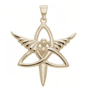 Vedh�ng med Engel og Triquetra - Treenighedssymbolet - 47mm - u/k�de