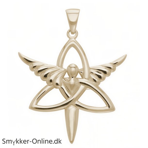Vedh�ng med Engel og Triquetra - Treenighedssymbolet - 47mm - u/k�de