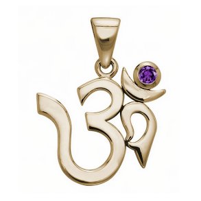 AUM vedh�ng med Ametyst - 26mm - u/k�de