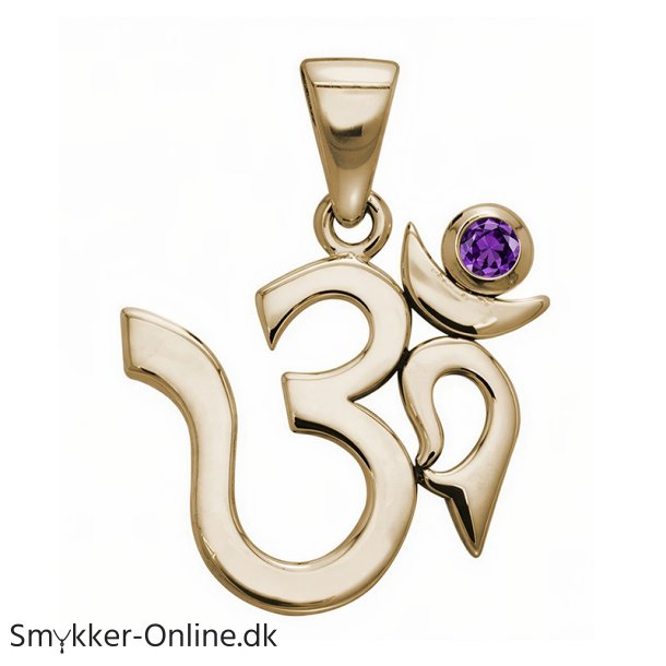 AUM vedh�ng med Ametyst - 26mm - u/k�de