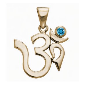 AUM vedh�ng med Bl� Topas - 26mm - u/k�de