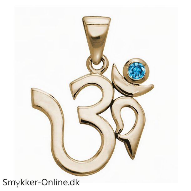 AUM vedh�ng med Bl� Topas - 26mm - u/k�de