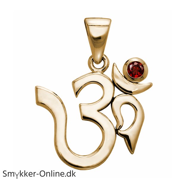 AUM vedh�ng med R�d Granat - 26mm - u/k�de