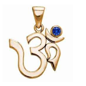 AUM vedh�ng med Safir - 26mm - u/k�de