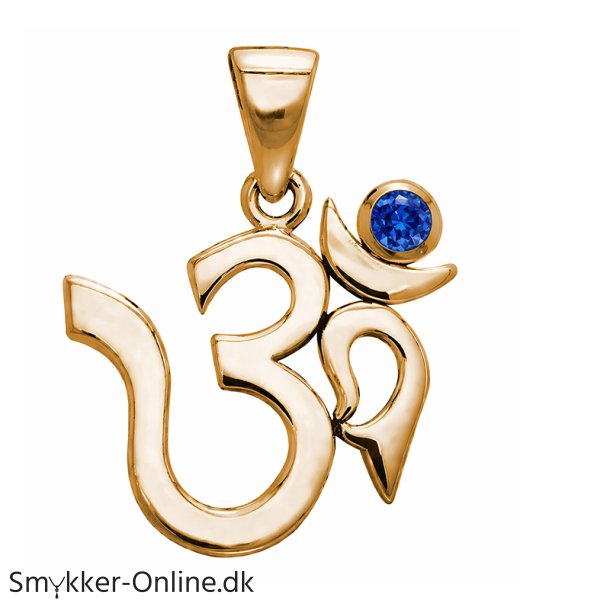 AUM vedh�ng med Safir - 26mm - u/k�de