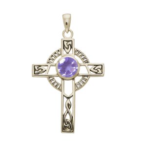 Keltisk kors med Ametyst - 40mm - u/k�de