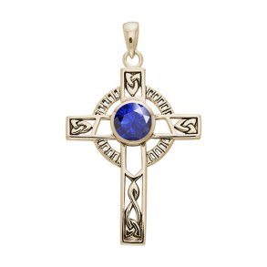 Keltisk kors med Safir - 40mm - u/k�de