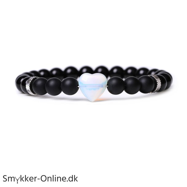 Armbnd Hjerte Aura Opal og Sort Agat