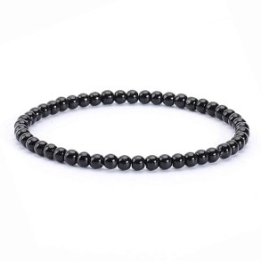 Armbnd Sort Agat - 4mm