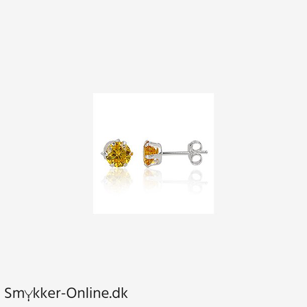 restikker med Gul Zirkonia - 4mm - pr par