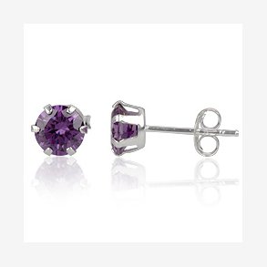 restikker med Lilla Zirkonia - 6mm - pr par