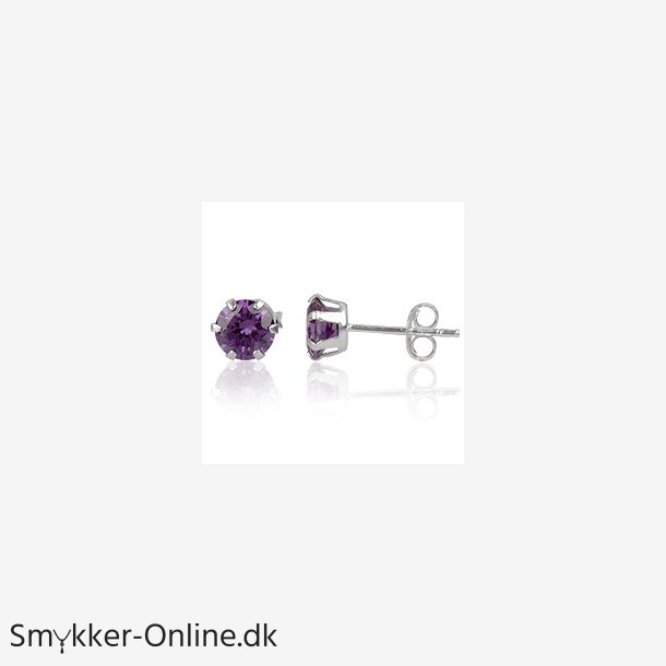 restikker med Lilla Zirkonia - 6mm - pr par