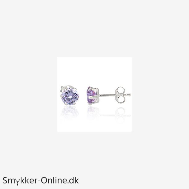 restikker med Lavendel Zirkonia - 6mm - pr par