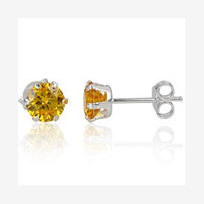 restikker med Gul Zirkonia - 6mm - pr par