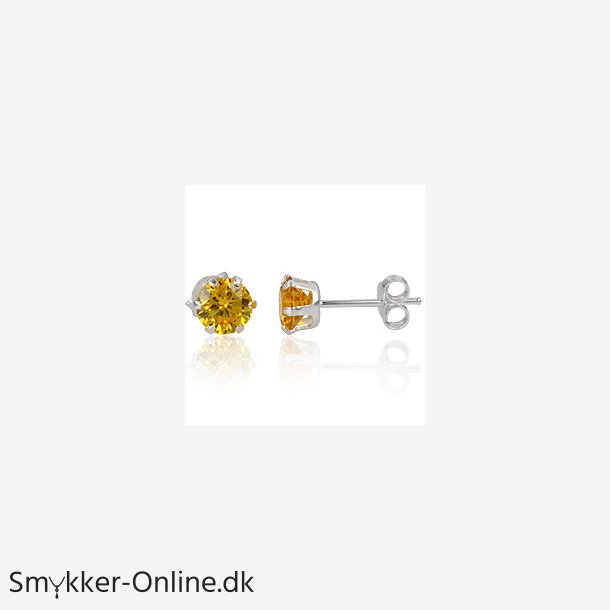 restikker med Gul Zirkonia - 6mm - pr par
