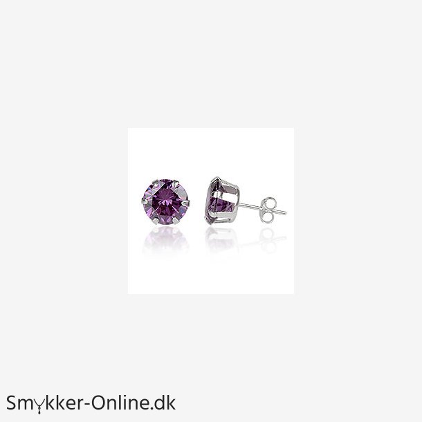 restikker med Lilla Zirkonia - 8mm - pr par