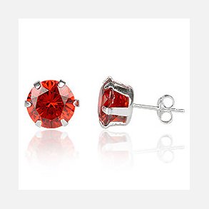 restikker med Rd Zirkonia - 8mm - pr par