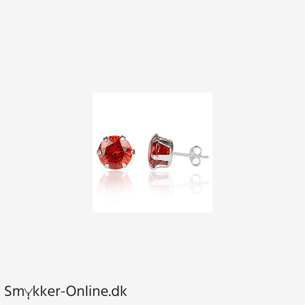restikker med Rd Zirkonia - 8mm - pr par