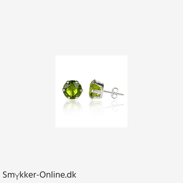 restikker med Grn Zirkonia - 8mm - pr par