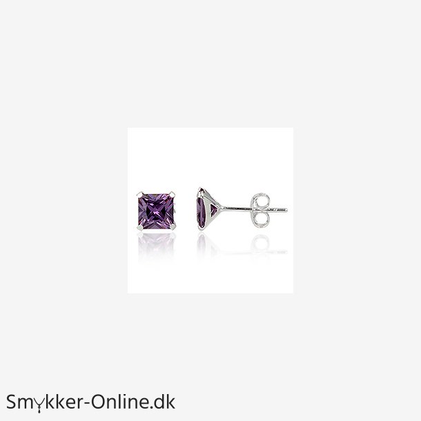 restikker med Lilla Zirkonia - 4mm - pr par