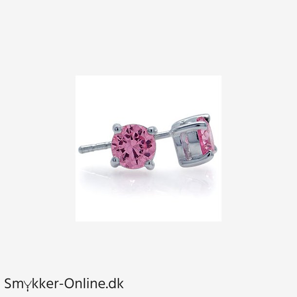restikker med Pink Zirkonia - 6mm - pr par
