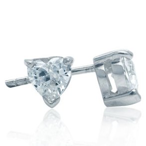 Hjerte restikker med klar zirkon - 5mm - pr par