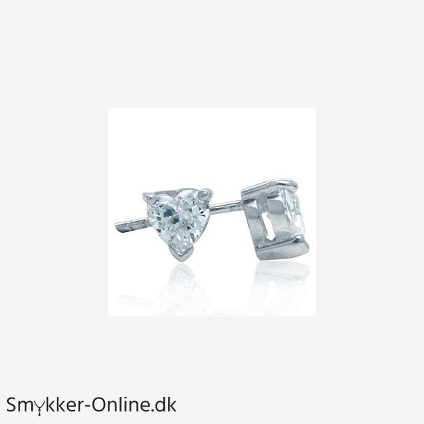 Hjerte restikker med klar zirkon - 5mm - pr par