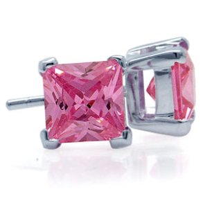 restikker med Pink Zirkonia - 8mm - pr par