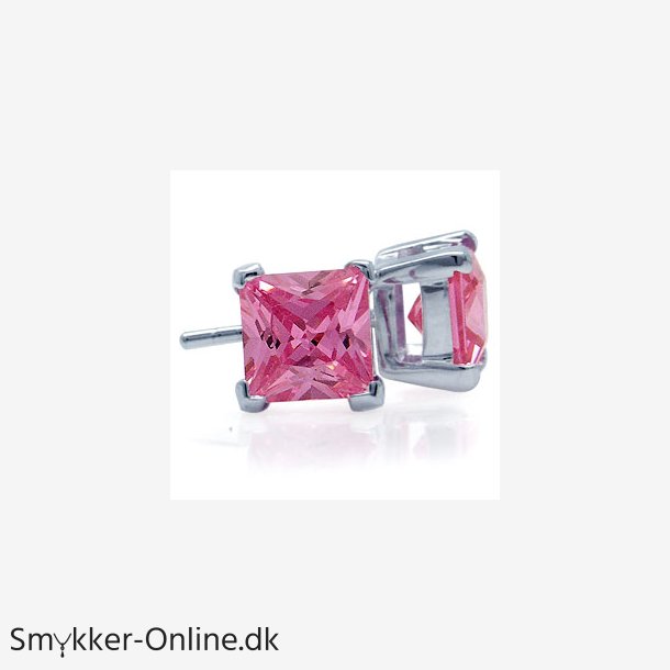restikker med Pink Zirkonia - 8mm - pr par