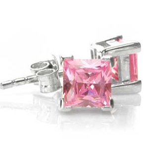 restikker med Pink Zirkonia - 6mm - pr par
