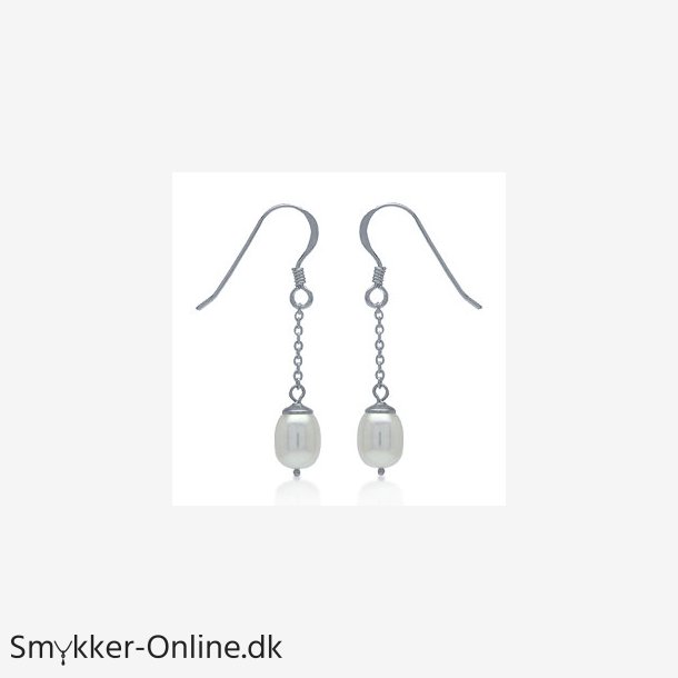 Perlereringe med hvid ferskvandsperle - 34mm - pr par