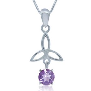 Vedhng med Triquetra - Treenighedssymbolet og Ametyst - 28mm - u/kde