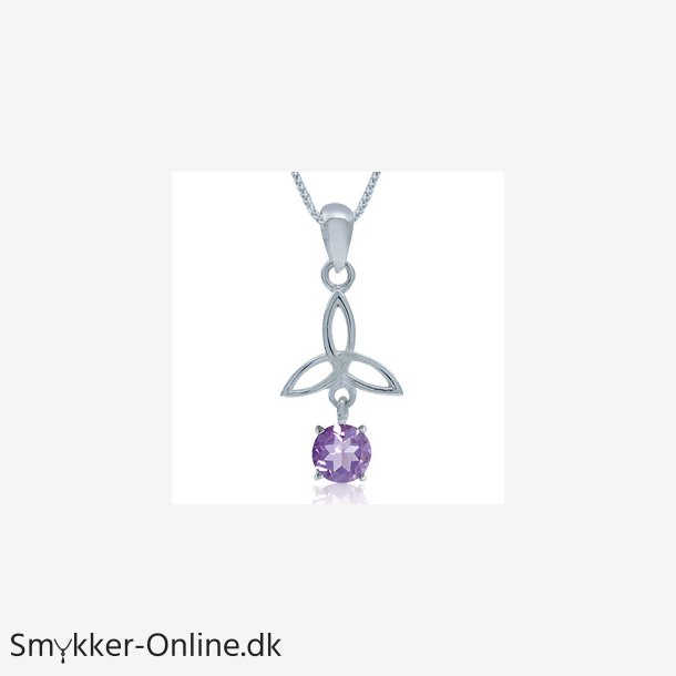 Vedhng med Triquetra - Treenighedssymbolet og Ametyst - 28mm - u/kde